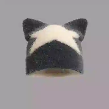 恩僾德 萌趣猫星人小众可爱猫耳星星毛线套头帽保暖毛绒包头帽 聚酯纤维 绒线帽 男女同款情侣款