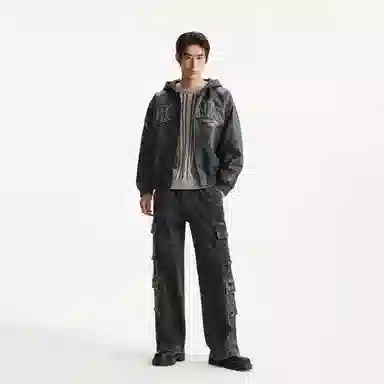 Jack Jones Cotton Puffer Jacket Hooded Zipper Letter Print