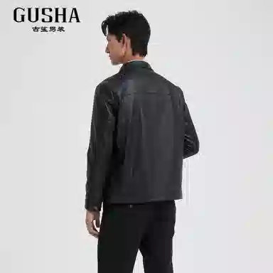 古鲨 商务行政翻领时尚皮衣 男款