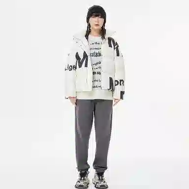 美特斯邦威 国潮立领短款撞色防风保暖羽绒服 女款