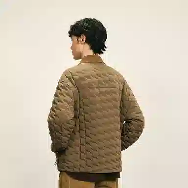 速写 秋休闲衬衫领时尚拼接羽绒服 男款