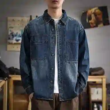 遨宇 美式复古经典休闲工装牛仔外套 男款