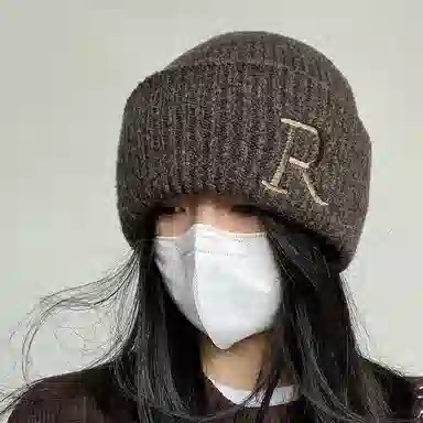 恩僾德 奶呼呼帽子女堆堆小众高颜值秋冬季加厚百搭冷帽大头围保暖显脸小针织 腈纶 绒线帽 男女同款情侣款