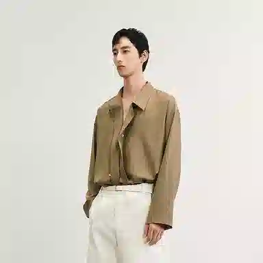 速写 纯色简约优雅宽松长袖衬衫 男款