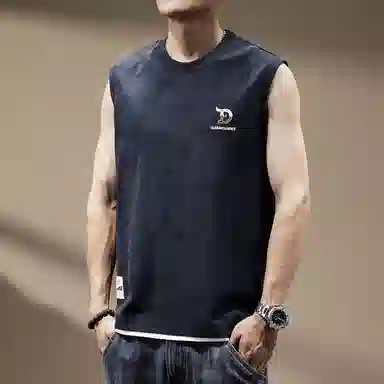 贵色 青少年潮牌轻薄运动健身吸汗打底衫美式高街时尚痞帅重磅扎染纯棉坎肩无袖背心 男女同款