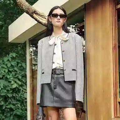 Peacebird Casual Short Jacket Gray