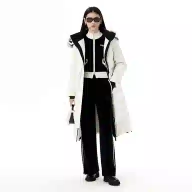 太平鸟 连帽长款御寒面包羽绒服 女款