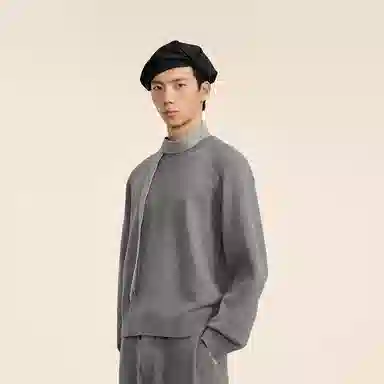 速写 纯色混纺宽松打底毛衣 男款