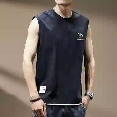 贵色 青少年潮牌轻薄运动健身吸汗打底衫美式高街时尚痞帅重磅扎染纯棉坎肩无袖背心 男女同款