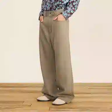 速写 阔腿宽松做旧复古日常休闲牛仔裤 男款 牛仔卡其