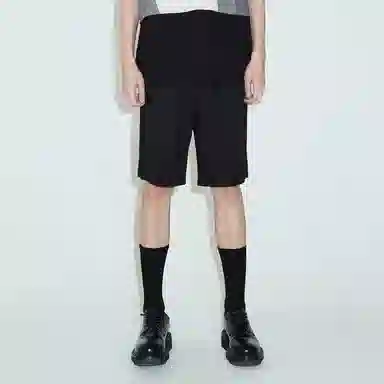 速写 隔离重塑 拼接提花休闲运动黑色直筒短裤 男女同款