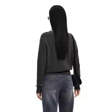 太平鸟 时尚新颖衬衫领相拼针织衫 女款 锡灰色