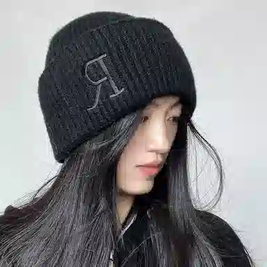 恩僾德 奶呼呼帽子女堆堆小众高颜值秋冬季加厚百搭冷帽大头围保暖显脸小针织 腈纶 绒线帽 男女同款情侣款