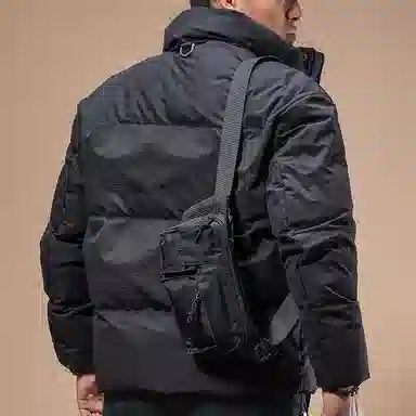 季言 白鸭绒厚款保暖面包服羽绒服 男款 黑色