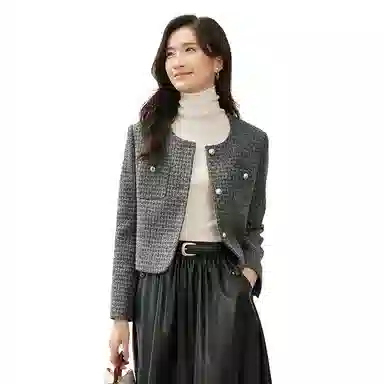 SENTUBILA Elegant Round Neck Short Jacket