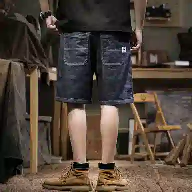 遨宇 高端潮牌原色水洗直筒中裤美式休闲五分裤牛仔短裤 男女同款