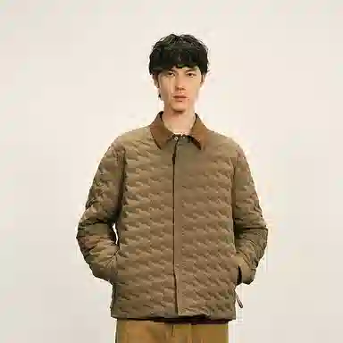 速写 秋休闲衬衫领时尚拼接羽绒服 男款