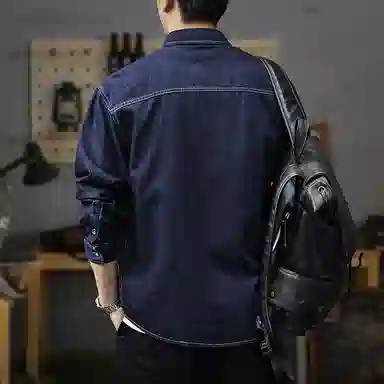 遨宇 高端复古秋季翻领痞帅户外衬衣宽松休闲工装长袖衬衫 男女同款
