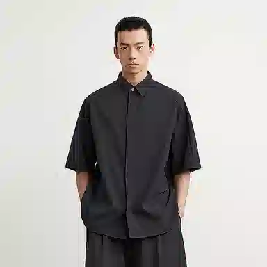 速写 拼色设计简约宽松户外百搭休闲短袖衬衫 男款
