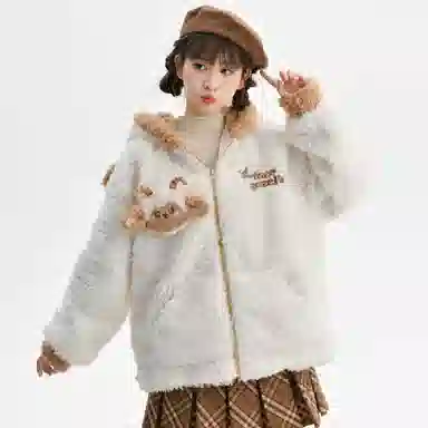 森女部落 羚羊公主原创可爱小羊软糯萌趣立体玩偶保暖卫衣 女款 米白色