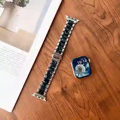 老佳 苹果适用 手表表带 金属 树脂材质 时尚树脂拼接金属表带男女通用