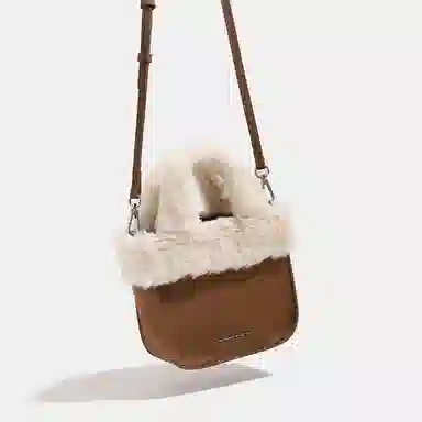 MINLUBAOLUO Chestnut Suede Shoulder Bag