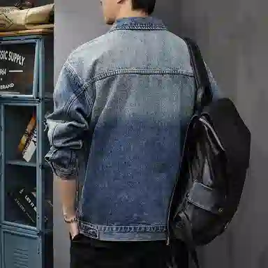 前进牛 美式休闲经典复古潮牌痞帅水洗上衣潮流高级感高街牛仔外套 男款