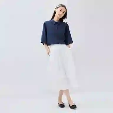 佐丹奴 纯色休闲梭织五分袖衬衫 女款