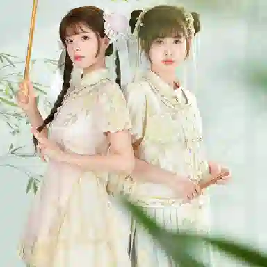 森女部落 原创新中式提花泡泡袖上衣衬衫 女款