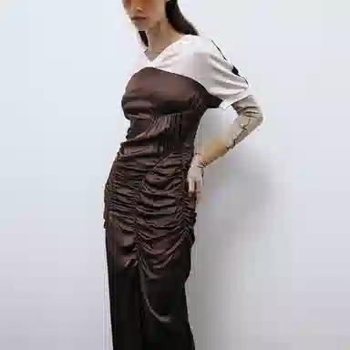 lost in echo Satin Dress Brown