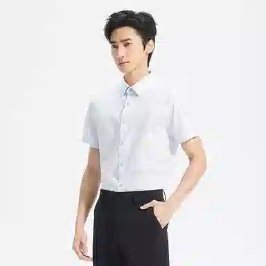 利郎 免烫易打理商务休闲纯色简约百搭莱赛尔夏季短袖衬衫 男款