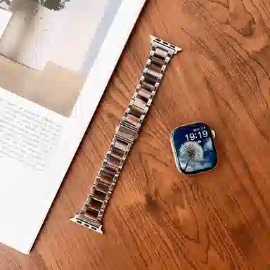 老佳 苹果适用 手表表带 金属 树脂材质 时尚树脂拼接金属表带男女通用