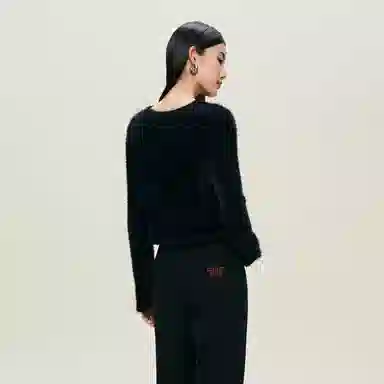 太平鸟 羽毛纱简约圆领针织衫 女款