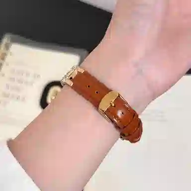 老佳 苹果适用 手表表带 牛皮材质 镶钻金属拼皮表带男女通用