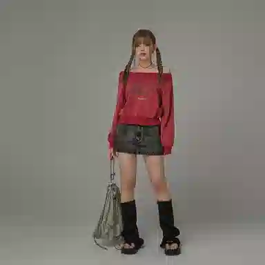 CHUU Cartoon Letter Print Pullover