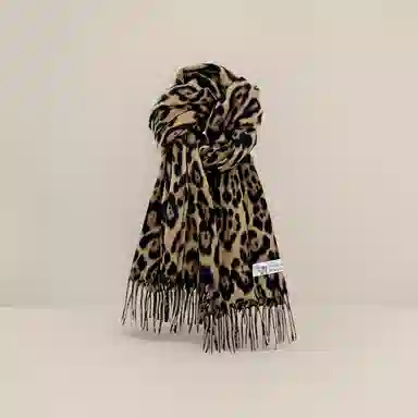 恩僾德 甜酷复古豹纹保暖百搭 涤纶 绒线围巾 男女同款情侣款