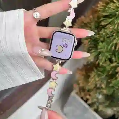 老佳 苹果适用 手表表带 金属材质 星月手链式表带男女通用