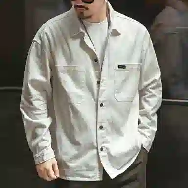 格蓝鹿 耐磨做旧休闲纯棉松弛感美式英伦风复古长袖衬衫 男女同款