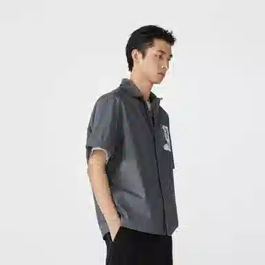速写 人像印花宽松工装短袖衬衫 男女同款