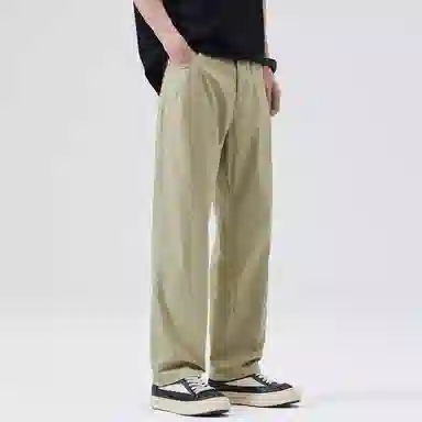 童先森 潮流宽松打褶直筒裤垂感阔腿休闲裤 男款