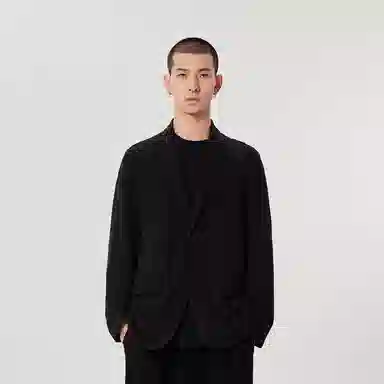 速写 纯色平驳领单排扣西装外套 男款