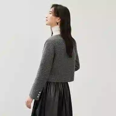 SENTUBILA Elegant Round Neck Short Jacket