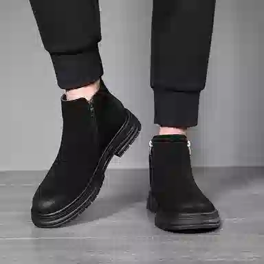 百伦韩 二层牛皮 复古英伦 短筒 马丁靴 男款