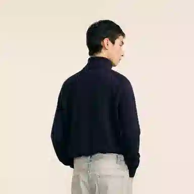 速写 羊毛修身内搭高领简约舒适保暖时尚休闲纯色厚款长袖毛衣 男款