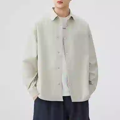 金盾 潮流长袖宽松纯色衬衫 男款