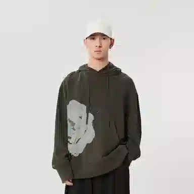 速写 图案印花套头连帽卫衣 男女同款