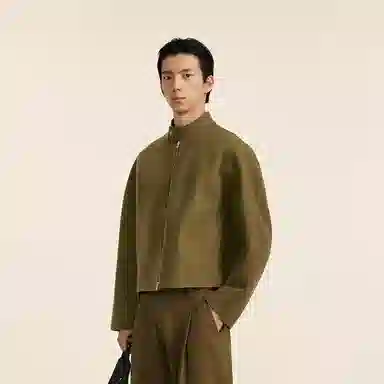 速写 短款简约纯色长袖夹克外套 男款