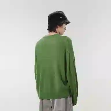 速写 纯色圆领休闲长袖套头毛衣 男女同款