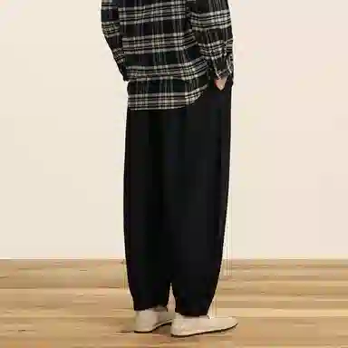 速写 弯刀束脚裤宽松纯色休闲裤 男款