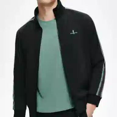 比音勒芬 金秋臻选静默复古老钱风穿搭舒适百搭时尚大气气质都市质感基础运动休闲立领针织夹克外套 男款